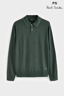 PS Paul Smith Dark Green Knitted Polo Shirt (AV7311) | $368