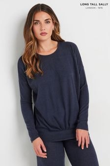 Long Tall Sally Blue Soft Touch Pleated Sweat Top (AV7486) | $51