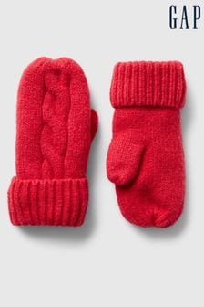 Röd - Gap Cashsoft Cable-knit Mittens (AV8479) | kr210