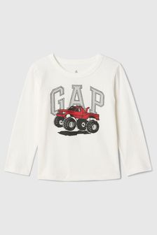 Gap White Graphic Logo T-Shirt (6mths-5yrs) (AV8530) | kr170