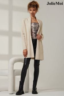 Jolie Moi Brown Chequered Fine Knit Cardigan (AV8612) | $86