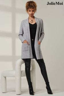 رمادي - Jolie Moi Chequered Fine Knit Cardigan (AV8619) | ‏319 ر.س‏