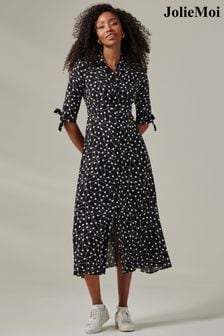 أسود - Jolie Moi Nora Print Viscose Maxi Shirt Dress (AV8737) | 379 د.إ