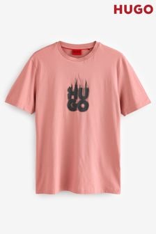 HUGO Pink Stacked Smoke Logo Cotton Jersey T-Shirt (AV9984) | $77