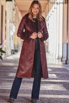 Sosandar Red Leather Coat With Faux Fur Trim (AW1007) | 815 zł