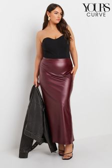 Yours Curve Red Limited Matte PU Skirt (AW1212) | $100