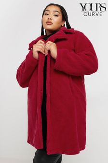 Women s Coats Red Long Sleeve Faux Fur Clothing Next Luxembourg