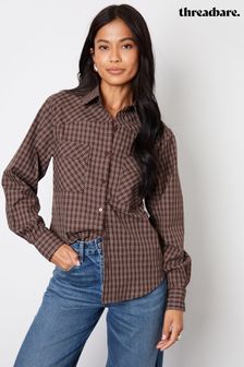 Threadbare Brown Boyfriend Long Sleeve Utility Shirt (AW1440) | AED163