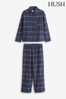 Hush Blue Luella Brushed 100% Cotton Check Pyjamas (AW2241) | $182