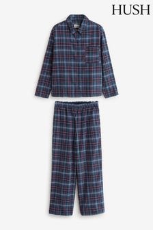 Hush Blue Luella Brushed 100% Cotton Check Pyjamas (AW2241) | $129