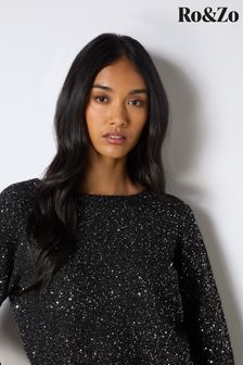 Ro&Zo Black Sparkle Twist Jumper (AW2753) | $175