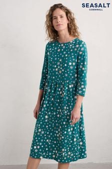 Seasalt Cornwall Blue Tall Sea Strewn 100% Organic Cotton Midi Dress (AW3001) | $113