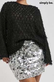 Simply Be Silver Mixed Disc Sequin Mini Skirt (AW3244) | €54