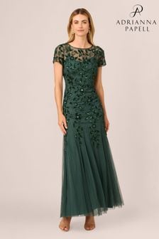 أخضر - Adrianna Papell Bead Long Dress With Godets (AW4626) | 1,741 د.إ