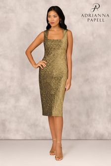 Aidan Mattox By Adrianna Papell Stretch Jacquard Midi Green Dress (AW4637) | ‏2,614 ر.س‏