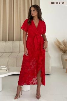 Girl In Mind Red Farren Wrap Maxi Dress (AW5011) | $86