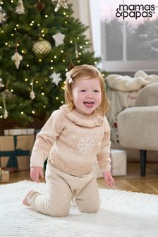 Rosa - Mamas & Papas Pink Snowflake Christmas 100% Cotton Jumper (AW5017) | 38 €