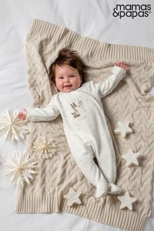 Mamas & Papas My First Christmas Velour White Sleepsuit (AW5020) | $53