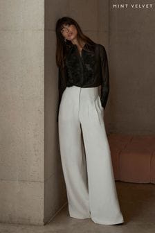 Mint Velvet White Wide Leg Darted Trousers (AW5324) | $231