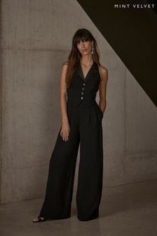 Mint Velvet Black Tuxedo Wide Leg Jumpsuit (AW5396) | $341