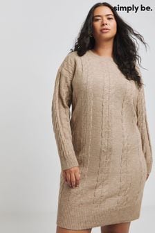 Simply Be Brown Cable Knit Dress (AW5616) | $72