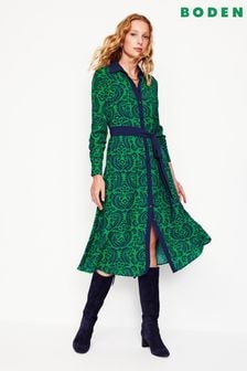 Boden Green Kate Midi Shirt Dress (AW5980) | $214