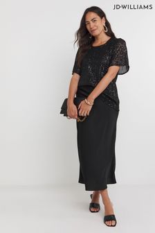 JD Williams Black Sequin Angel Sleeves Top (AW8415) | €43