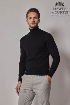 Hawes & Curtis Roll Neck Merino Black Jumper (AW9403) | $118