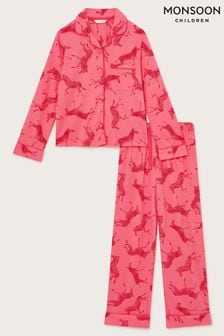 Monsoon Pink Long Sleeve Zebra Print Pyjamas Set (AW9613) | $41 - $48