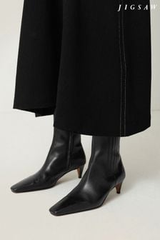 Jigsaw Black Leather Valerie Ankle Boots (AY3237) | ₪ 930