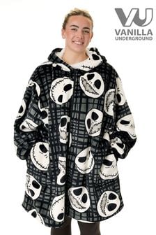 Vanilla Underground Black Unisex Disney Nightmare Before Christmas Adults Zip Blanket Hoodie (AY3272) | SGD 85