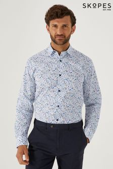 Skopes White Multi Floral Tailored Fit Luxury Formal 100% Cotton Shirt (AY3617) | $67