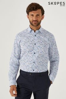 Skopes White Multi Floral Tailored Fit Luxury Formal 100% Cotton Shirt (AY3617) | $72