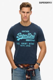 Superdry Blue Neon Vintage Logo Graphic T-Shirt (AY4659) | $51