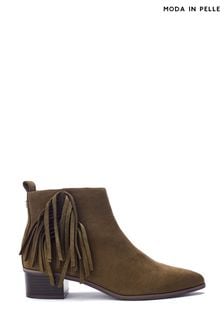 Moda in Pelle Pichon Fringe Smart Black Ankle Boots (AY4842) | $235