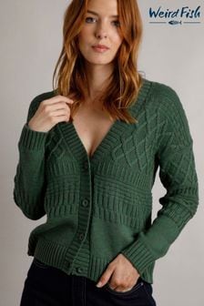 Weird Fish Green Amiens Eco Outfitter Mixed Stitch Cardigan (AY6302) | 351 SAR