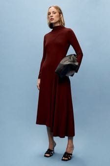 Vivere Purple Lisa Asymetric Long Sleeve Midi Dress (AY7200) | $334