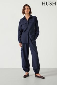 Hush Blue Ava Wool Cargo Trousers (AY7780) | $223