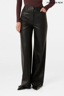 Forever New Black Benni Vegan Leather Wide Leg Pants (AY8565) | kr1 260