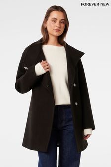 Forever New Black Lola Funnel Neck Wrap Coat (AY9529) | €184