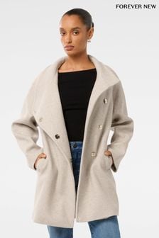 Forever New Cream Lola Petite Wrap Coat (AY9533) | $206