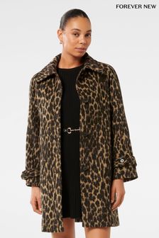 Forever New Brown Slater Leopard Print Coat (AY9549) | $206