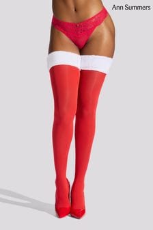 Ann Summers Red Faux Fur Top Opaque Leg Hold-Ups (AY9609) | $21