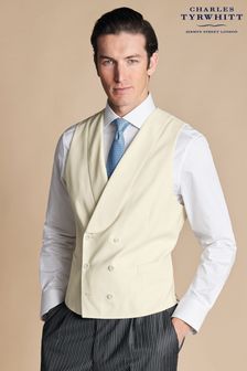 Charles Tyrwhitt Cream Adjustable Fit Morning V2 Suit: Waistcoat (B00059) | OMR52