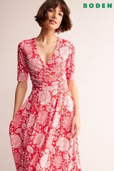 Boden Red Petite Kassidy Jersey Midi Dress (B00145) | $168