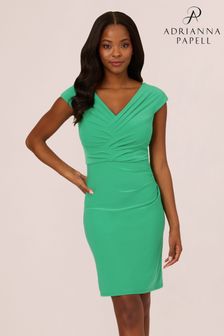 Adrianna Papell Green Pleated Layered Short Dress (B00193) | €203