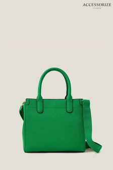 Accessorize Green Handheld Bag with Webbing Strap