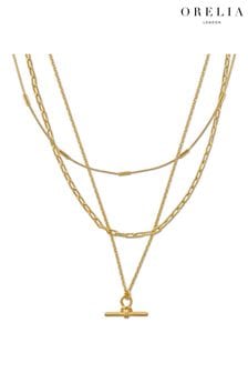 Orelia London 18k Gold Plating Dainty T-bar 3-row Necklace (B00410) | 220 zł