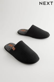 Svart - Textured Mule Slippers (B00419) | kr260