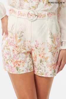 Forever New Cream Kiara Belted Shorts With A Touch Of Linen (B00469) | €57